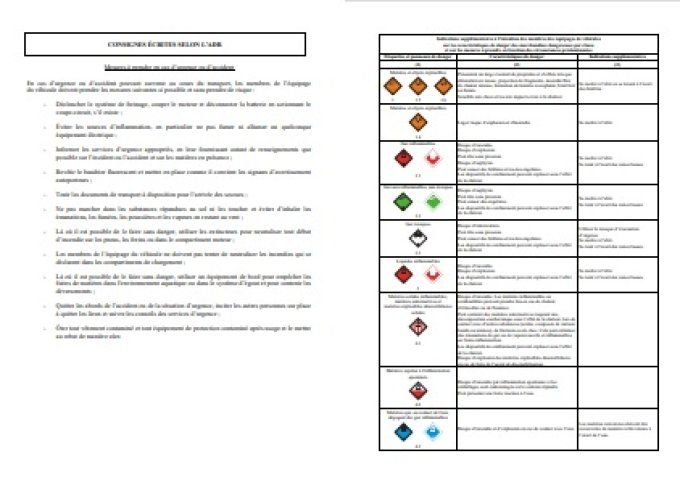 Consignes écrtes de sécurité en Français